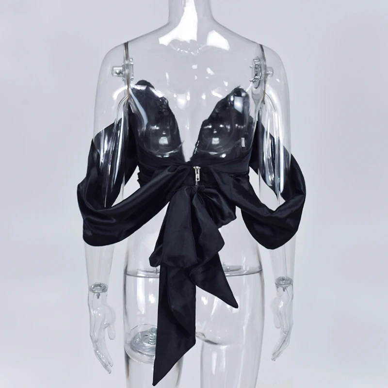 Женская блузка с глубоким V образным вырезом и открытой спиной|Блузки| |