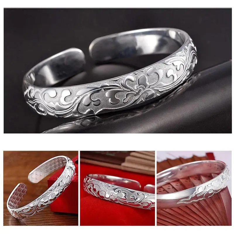 

Hot Shipping Wholesale Fashion Women Female Jewelry Elegant Sterling Silver Bangles Cuff Bangles High Quality