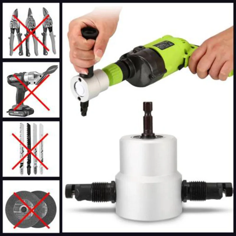 

1X Double Head Sheet Metal Nibbler Saw Cutter Cutting Power Drill Attachment Pro