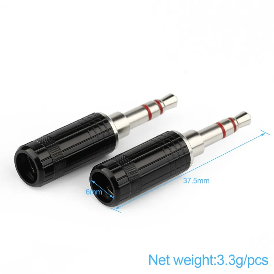 5PCS HiFi Earphone Connector 3.5mm Plug Audio Jack 3 Pole Audio Splice Adapter DIY Headphone Repair Palladium Metal Plug