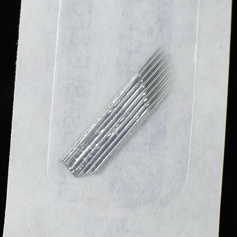 50 шт. микроблейдинг 2 ряда 15 игл двухрядная игла для татуажа бровей лезвие