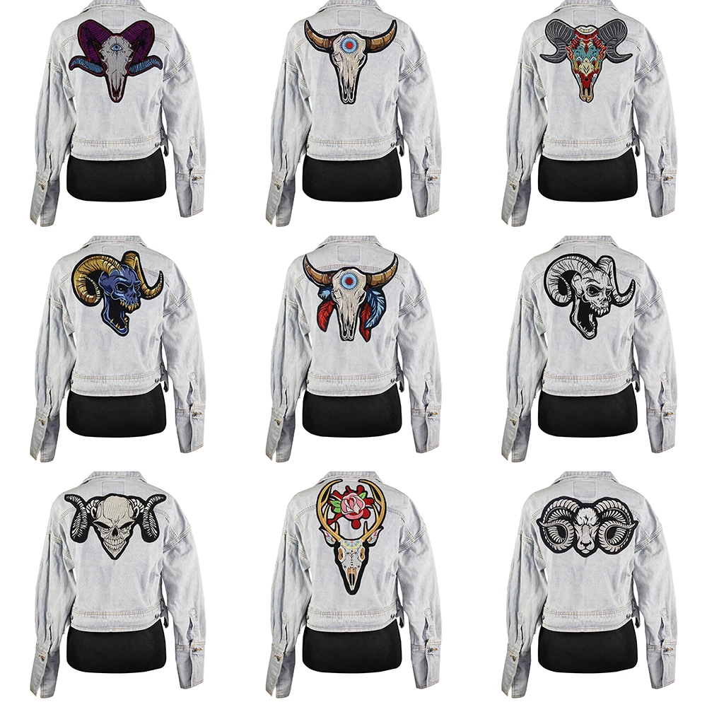 Вышитые тканевые нашивки с головой козы и овцы аппликация наклейка значок для