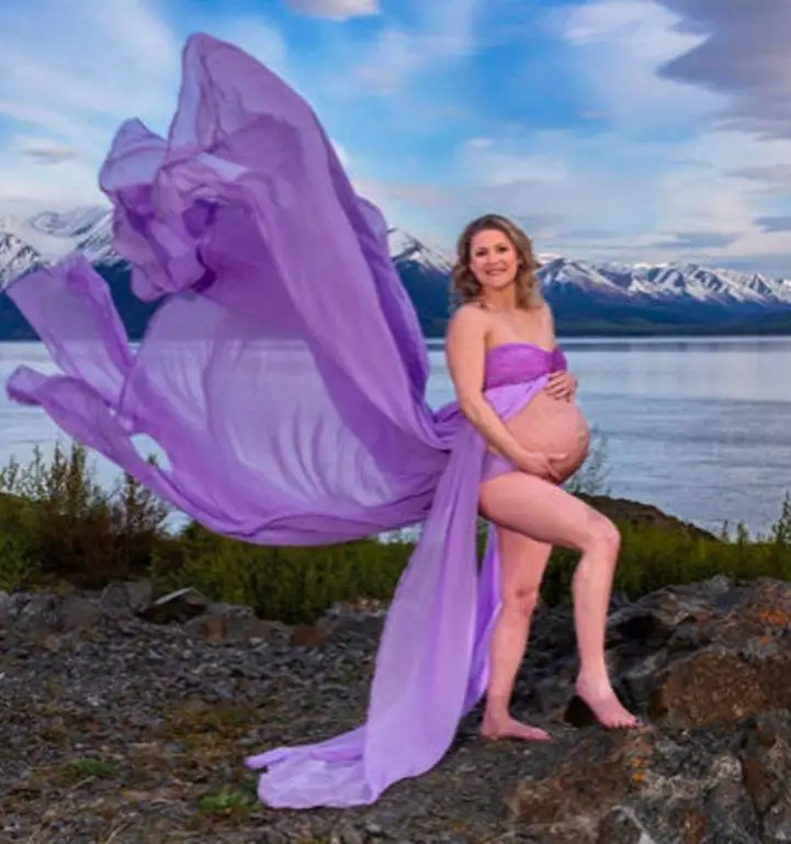 Новинка Платье для беременных кружевное платье фотосъемки длинное с плавающим