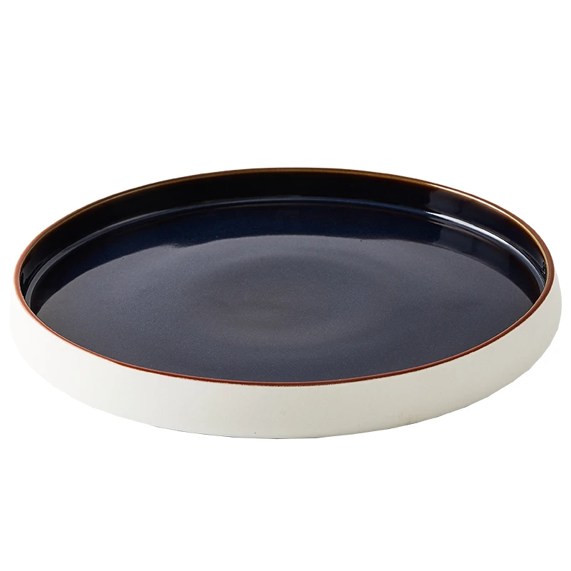 

Nordic simple western plate straight side restaurant main meal set plate creative ceramic steak plate fruit tray pizza plate
