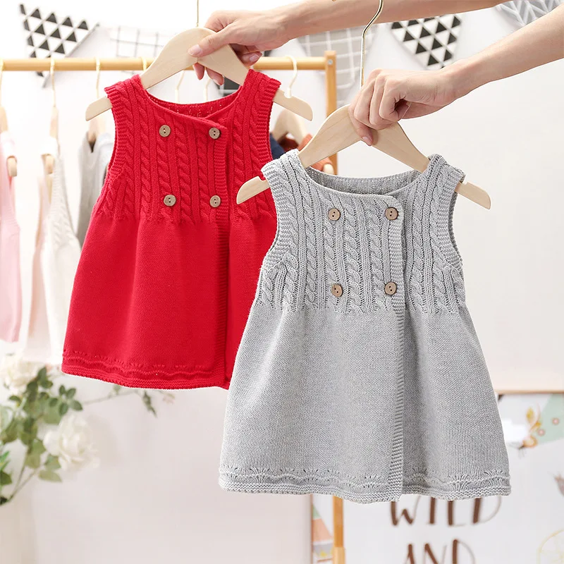 Платья-свитера для маленьких девочек осень 2020 новые стильные детские платья