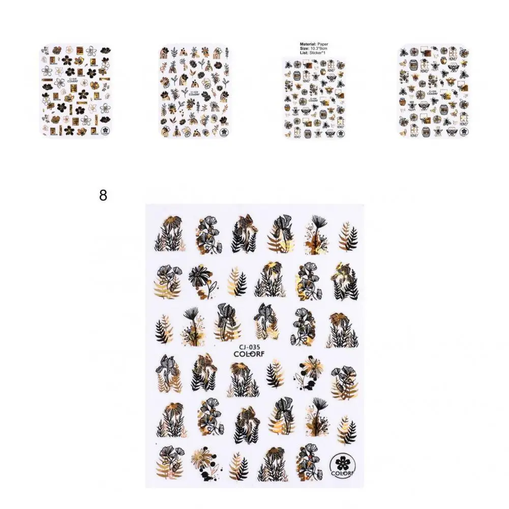 

Винтажные широкие черные бронзовые маникюрные наклейки для украшения, легко использовать, переводные наклейки, наклейки для ногтей