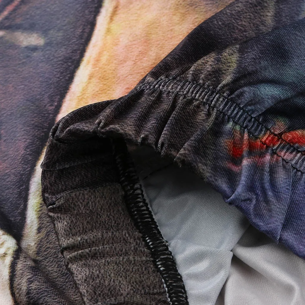 

Womail Women's Pants Retro print Stretch leggings Mujer workout fitness pants pencil Gym High Waist Running Athletic Trousers