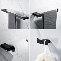 simple bathroom accessories set stainless steel black towel rack single rod towel ring paper towel rack towel hook bath towel ho