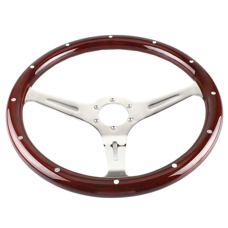 

380mm 15 Inch Grant Classic Nostalgia Style Wood Grain Steering Wheel Slotted 3 Spoke Steering Wheel Riveted Light Wood Grip(6 H