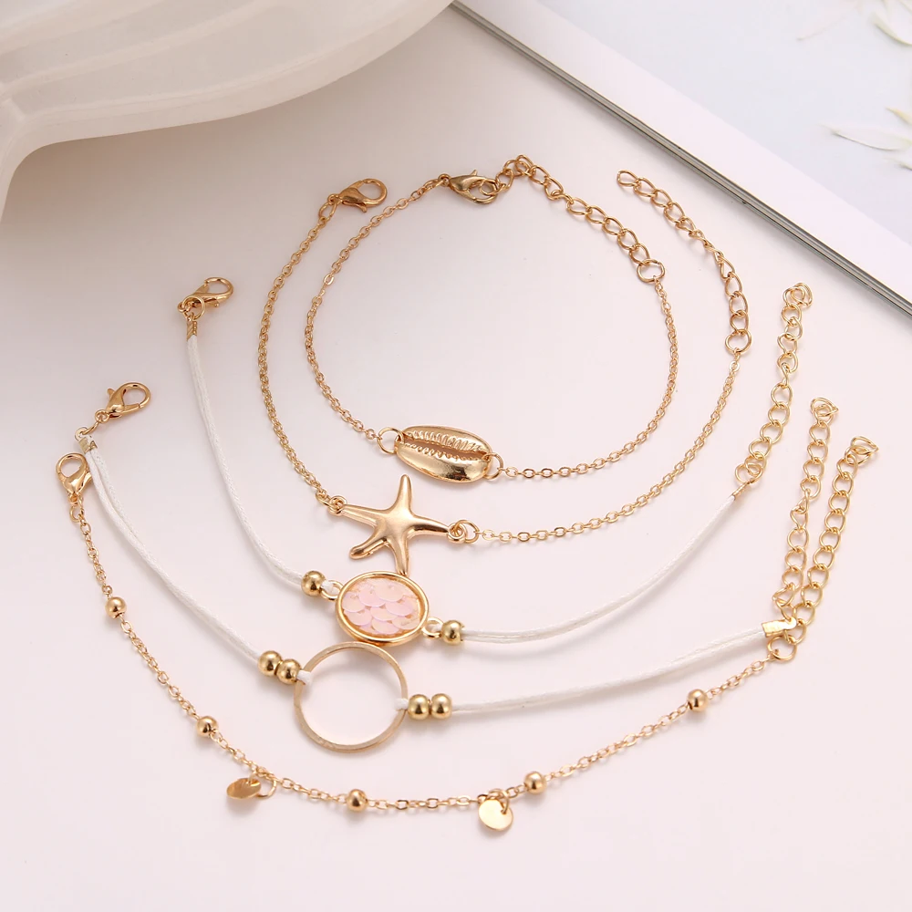 FAMSHIN Бохо ракушка Морская звезда Бусы цепочка браслет набор для женщин 2020 золотой