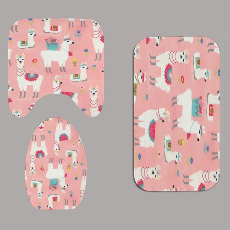 Милый фланелевый нескользящий коврик для ванной с рисунком ламы коврики туалета