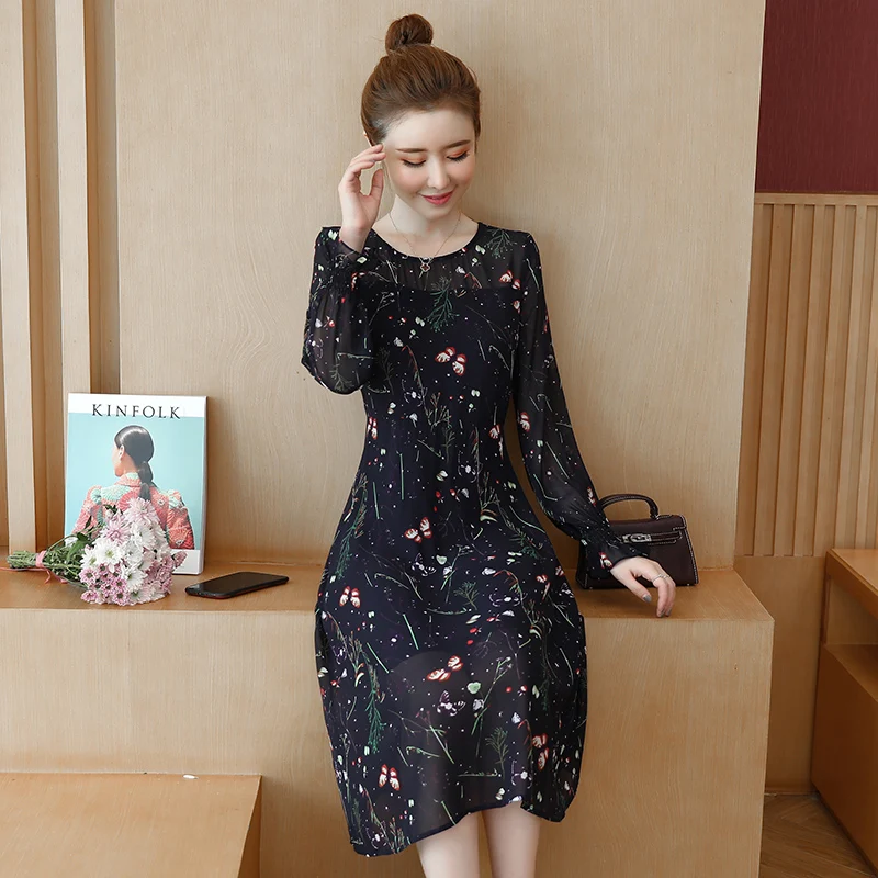 Осень модные часы свободного покроя элегантные с круглой горловиной а линейное