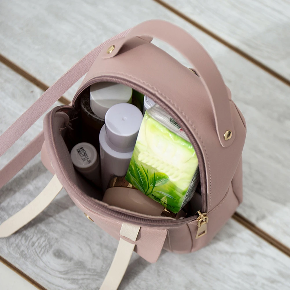 

Korean version Women Flip Cover Pocket Zipper Mini Backpack Travel Bag Pouch Handbag small fresh one-shoulder messenger bags