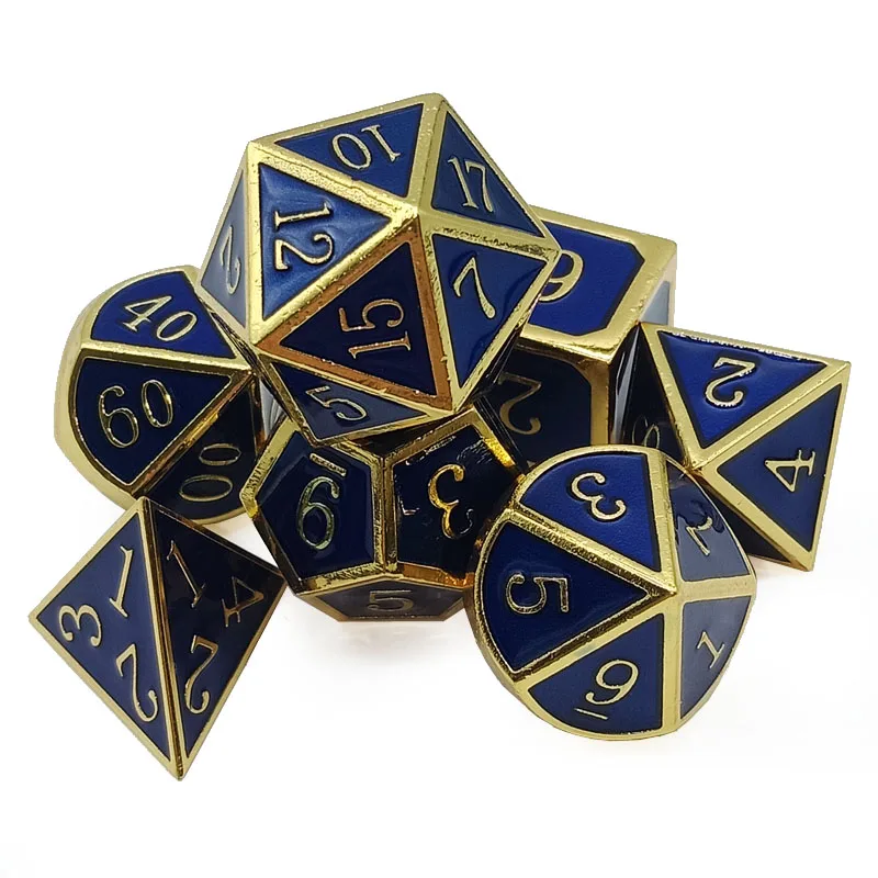 

Zinc alloy metal faceted dice set D4 D6 D8 D10 D12 D20 suitable for DND role playing RPG MTG board game