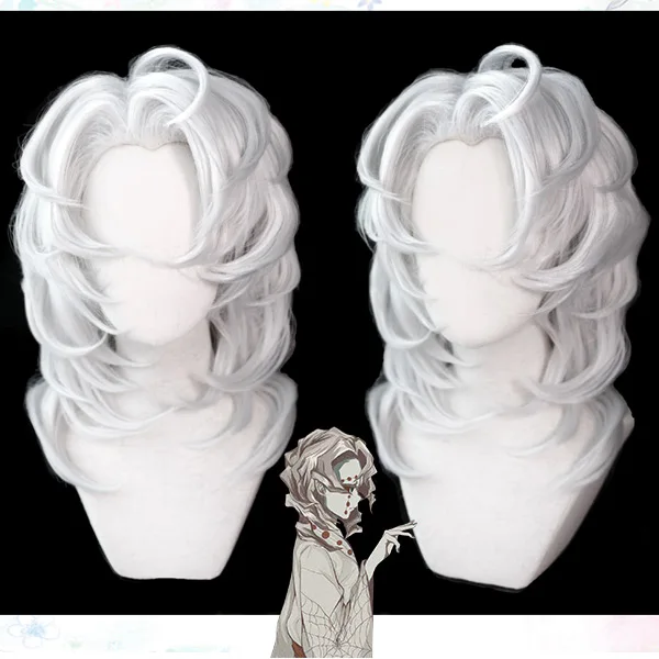 Парик для косплея истребитель демонов киметасу No Yaiba Ayaki Rui серебряный длинный