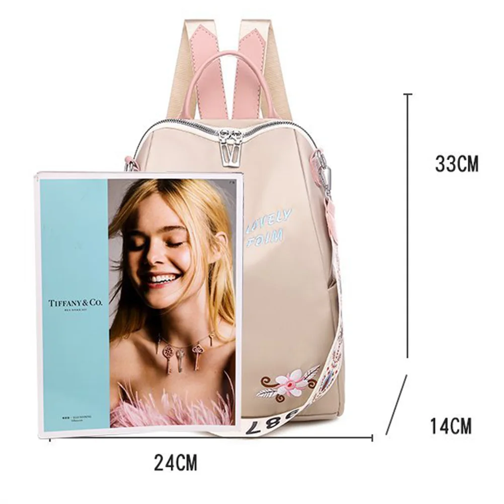

3 in 1 High Quality Oxford Women Backpack Floral Embroidery School Bags Waterproof Female Backpacks Teenage Girls Travel Bags