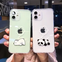 cute cartoon bear panda phone case for iphone 12 11 pro max 12 pro xs max xr x 6 7 8 plus transparent soft tpu shockproof cover