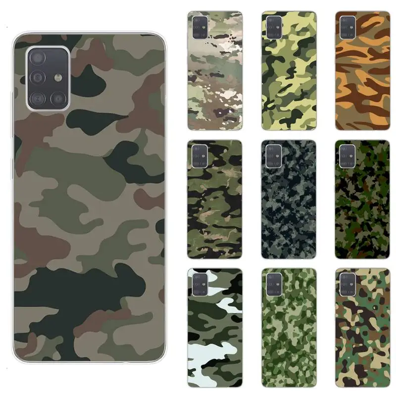 

Camouflage Pattern Camo military Army Phone Case For Samsung S5 S6 S7 S8 S9 S10 S20 plus lite A51 A71 A21S Transparent Cover