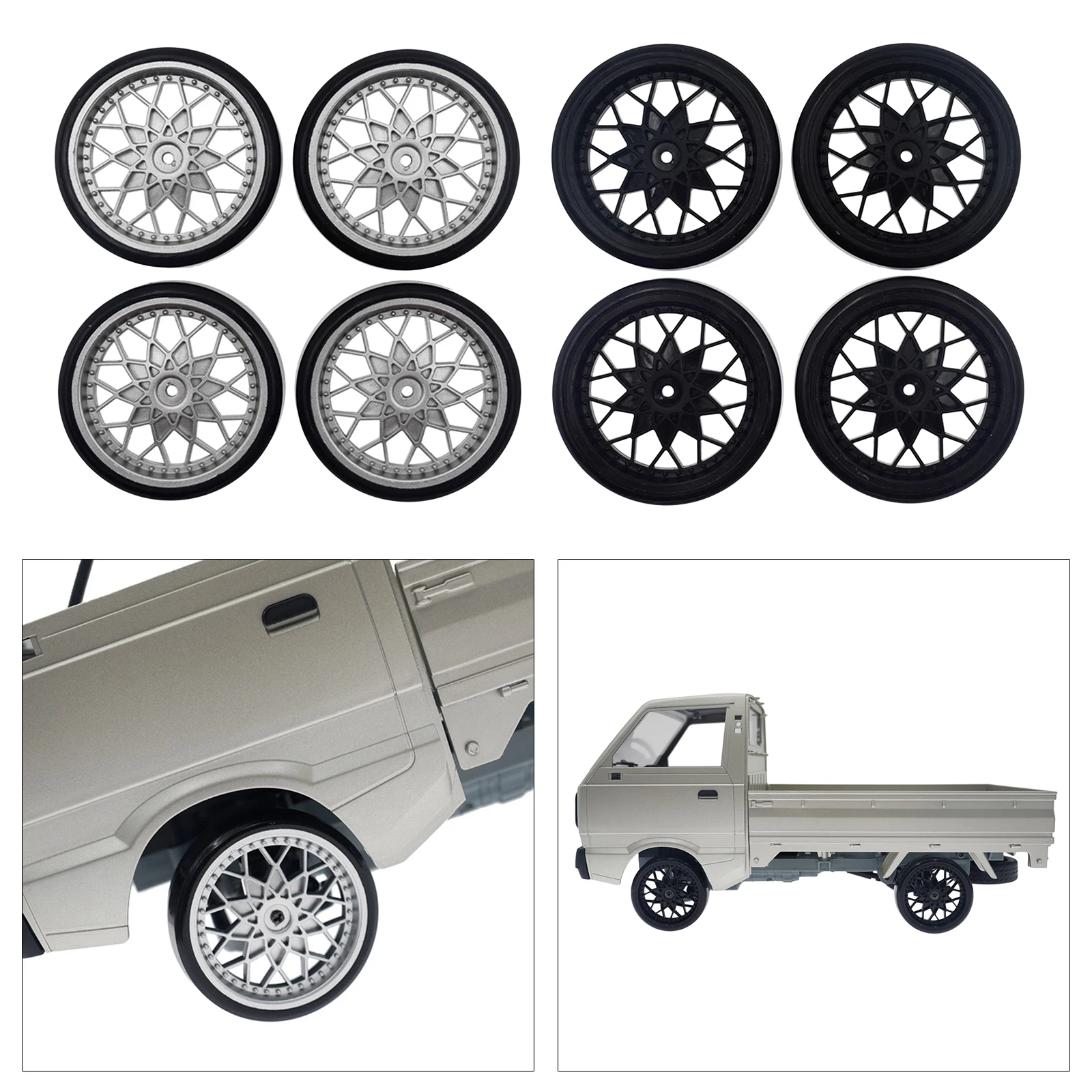 

4pcs RC Truck Plastic ing Tires with Wheel Hub for WPL D12 Upgrade Parts