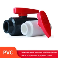 1pcs dark greywhite pvc ball valve id 2025324050637590110mm metric solvent weld pipe fitting industrial pressure grade