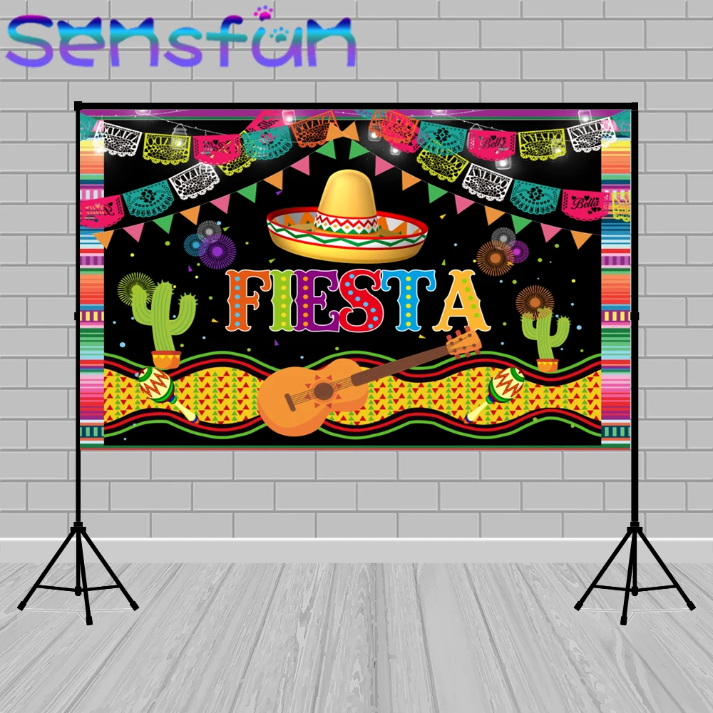 

Mexican Fiesta Theme Birthday Photo Backdrop Party Event Decoration Banner Cactus Kids Baby Shower Photography Background