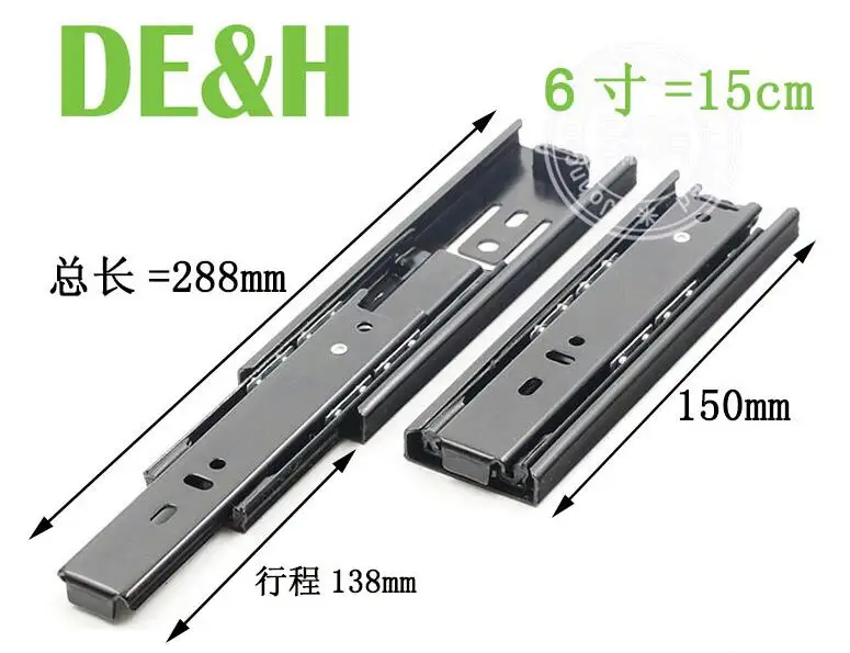 6 inch 15cm 4-дюймовый 3 секции телескопической шариковый подшипник демпфер направляющих для выдвижения ящика Серебряный тон 1 пара комод Сталь шариковая направляющая - Цвет: 6 inch 15cm