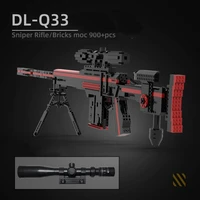 dl q33 sniper rifle assemble building blocks moc military bricks gun with sight bullet ww2 weapon technical swat toys for adult