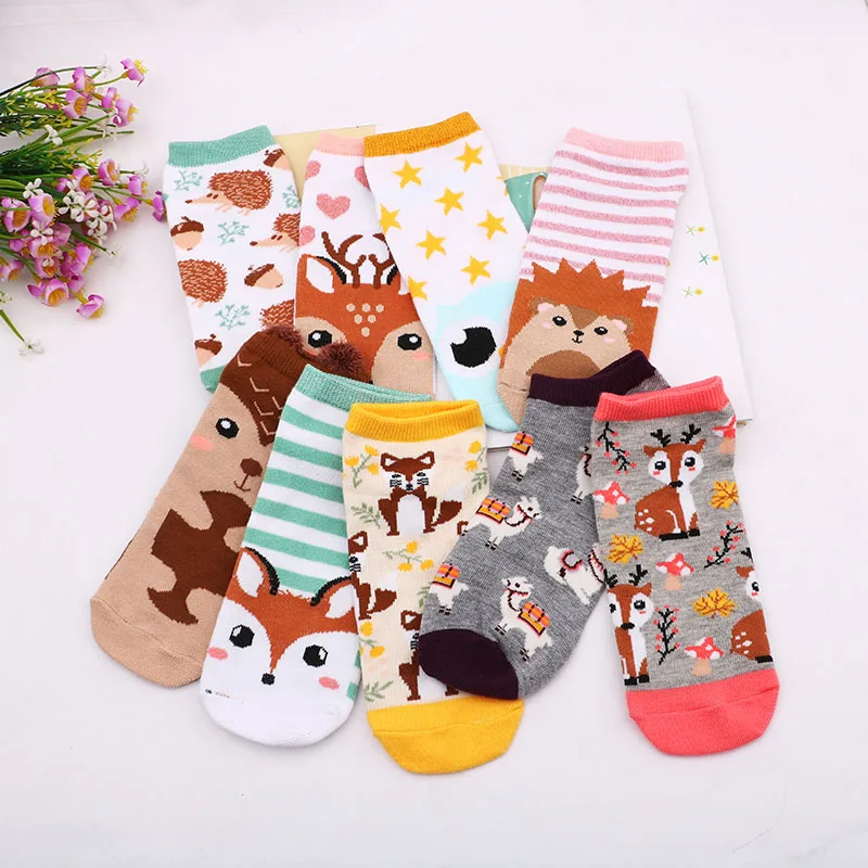 

Summer Autumn Trendy Happy Socks Cotton Boat Woman Socks Interest Funny Originality Series Ankle Sock Animal