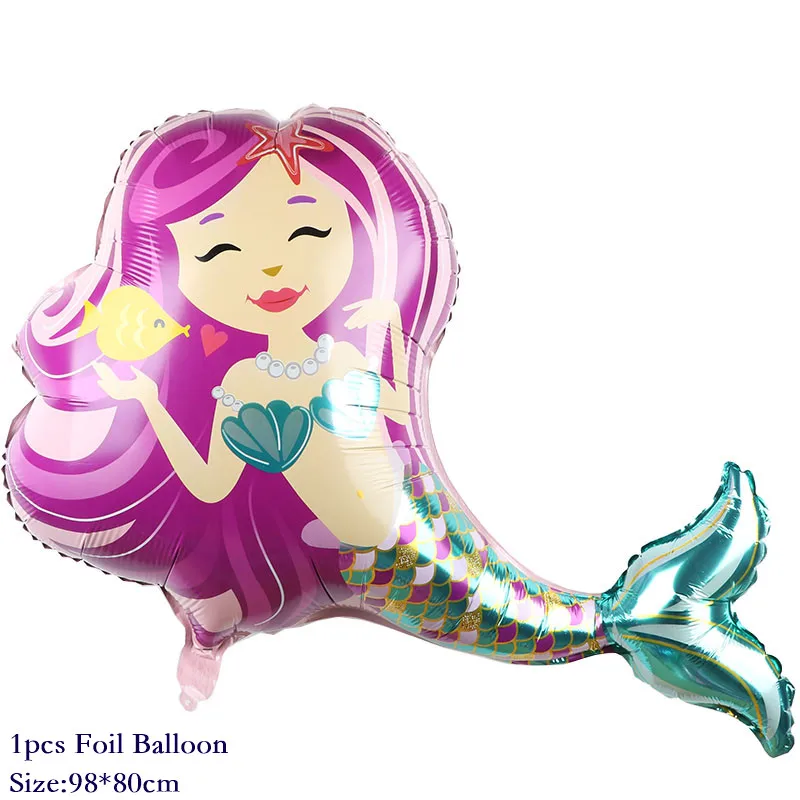 1pcs Mermaid 1 комплект шаров с изображением русалки, детские украшения на день рождения, фиолетовые, синие воздушные шары конфетти, шарики для свадьбы, товары для душа - Цвет: 1pcs Mermaid