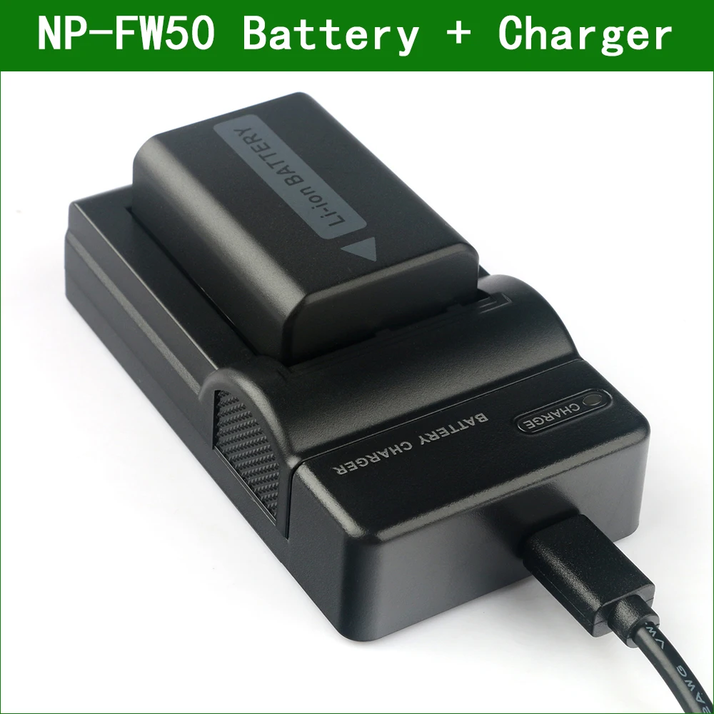 

LANFULANG NP-FW50 NP FW50 Rechargeable Camera Digital Battery + USB Charger For Sony 2NP-FW50 A7 A7S A7R A3000 A5000 A5100 A6000