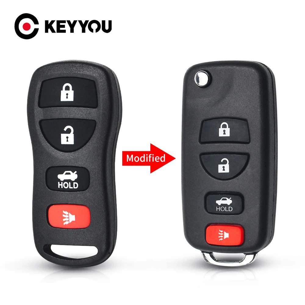Модифицированный флип ключ KEYYOU для Nissan Infiniti Xterra Frontier Muranon PATHFINDER TITAN Fob 4 кнопки