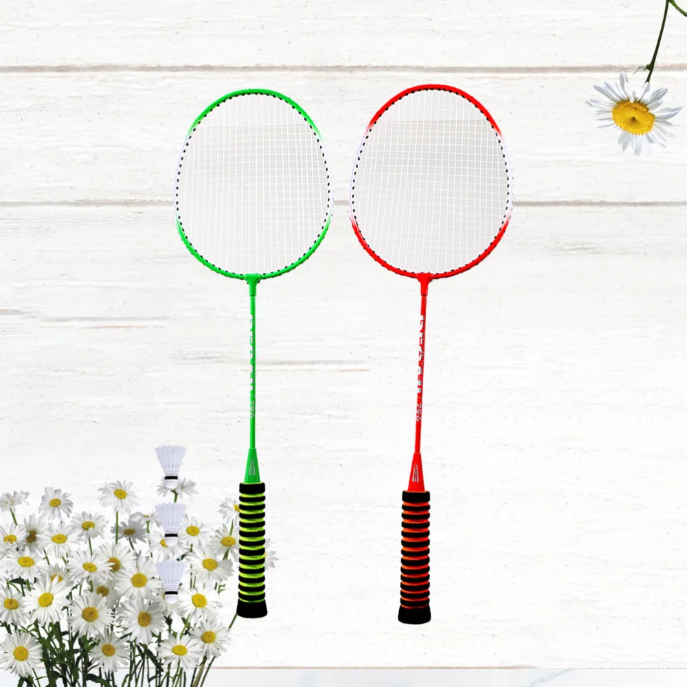 

2 Pcs Steel Alloy Badminton Racket Sponge Color Grip Training Outdoor Sports Leisure Toys Badminton Equipment Supplies for Pract