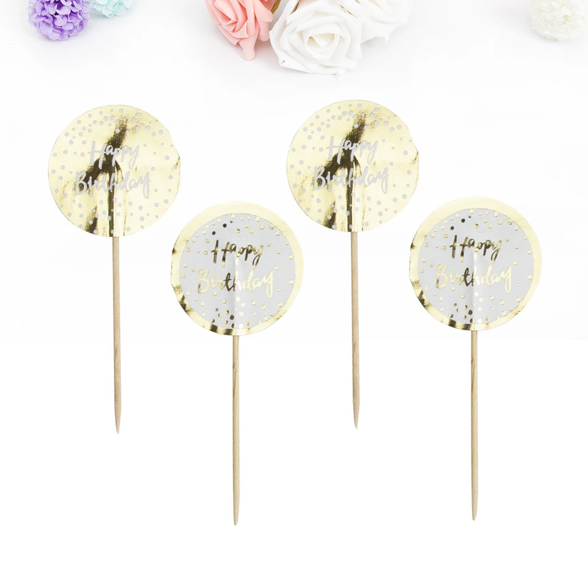 Круглый торт Топпер для торта С Днем Рождения буквенный принт капкейка-фруктовый