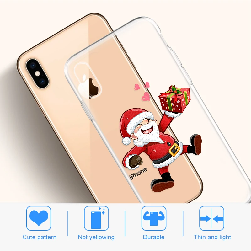 Чехлы для iPhone X XS XR MAX 11 2019 чехлы с Санта Клаусом Рождественский чехол телефона силиконовый iphone 6 7 6s 8 Plus