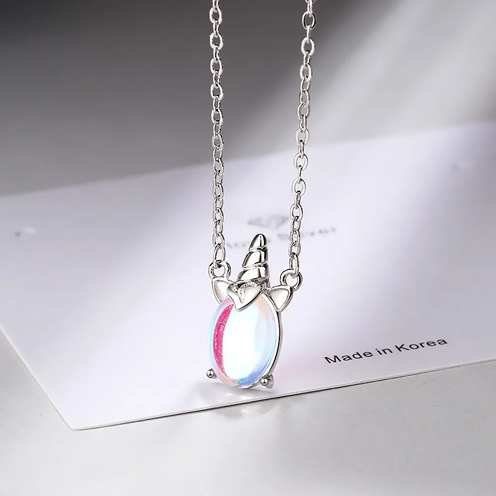 

Luxury 925 Sterling Silver Necklace Chain Multicoloured Crystal Rainbow Pendants Link Women Wedding Party Accessory Jewelry Gift