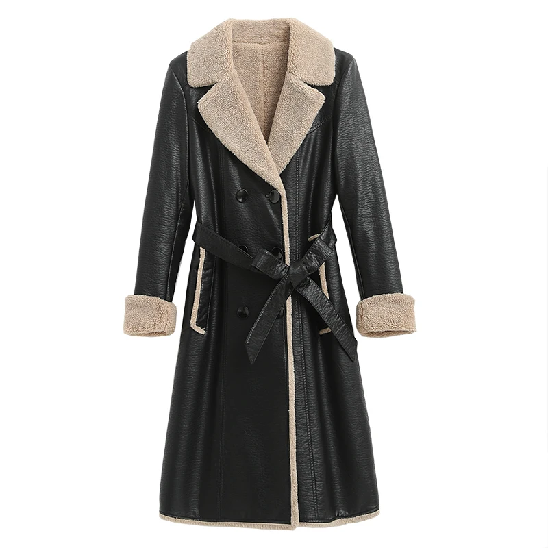 Модная зимняя женская куртка из искусственного меха женское кожаное пальто с