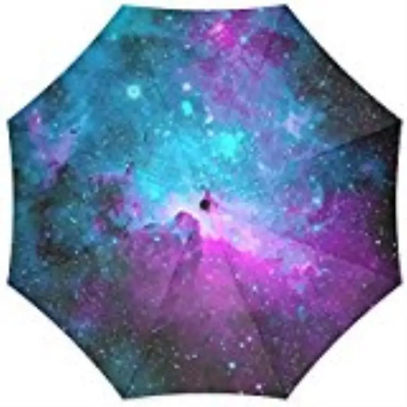 

100% Fabric Aluminium Umbrella Custom Space Nebula Universe Foldable Rain Umbrella 3 Folding Parasol Sun Protection Anti-UV W