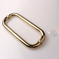 Durable 304 Stainless Steel Frameless Shower Glass Door Handles O Shape Bathroom Door Push/ Pull Handles Gold