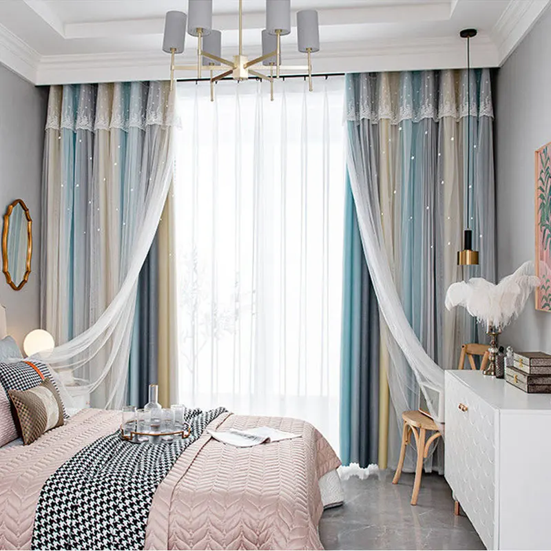 Римские шторы MIDSUM тюль для гостиной блестящие звезды полые декорации
