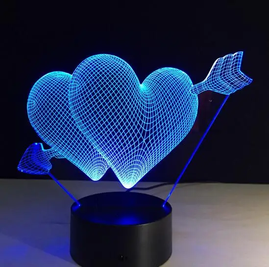«Любящее сердце» жеста рукой 3D светодиодный Ночной светильник с 7 цветов светильник для украшения дома лампы удивительный оптический светильник Рождественский подарок 3D-797 - Испускаемый цвет: Model 7