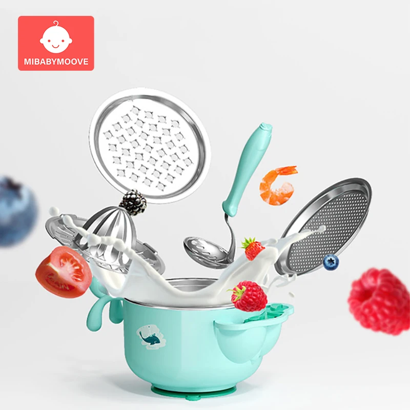 8pcs Baby Tableware Set Stainless Steel Thermal Feeding Bowl Dinnerware With Spoon Forks Kids Dinner Dishes | Мать и ребенок