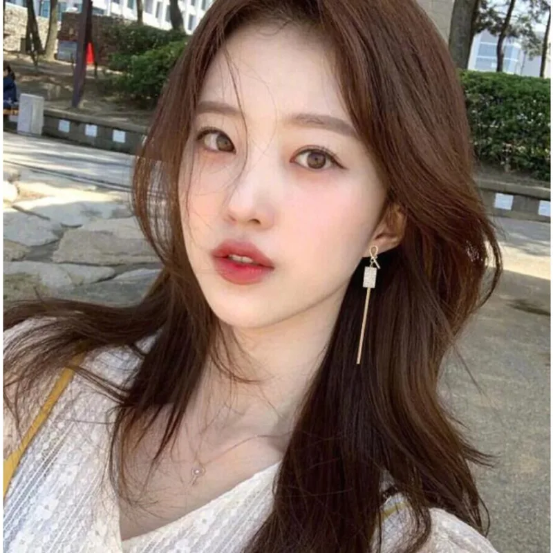 

2021 New Vintage Gold Color Bar Long Thread Tassel Drop Earrings for Women Glossy Arc Geometric Fashion Korean Earring Jewelry
