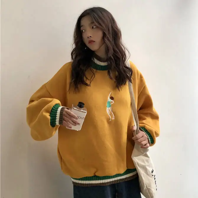 

2021 autunm winter Pullovers velvet new tops oversize harajuku kawaii loose hoodies plus size sweatshirt women clothes
