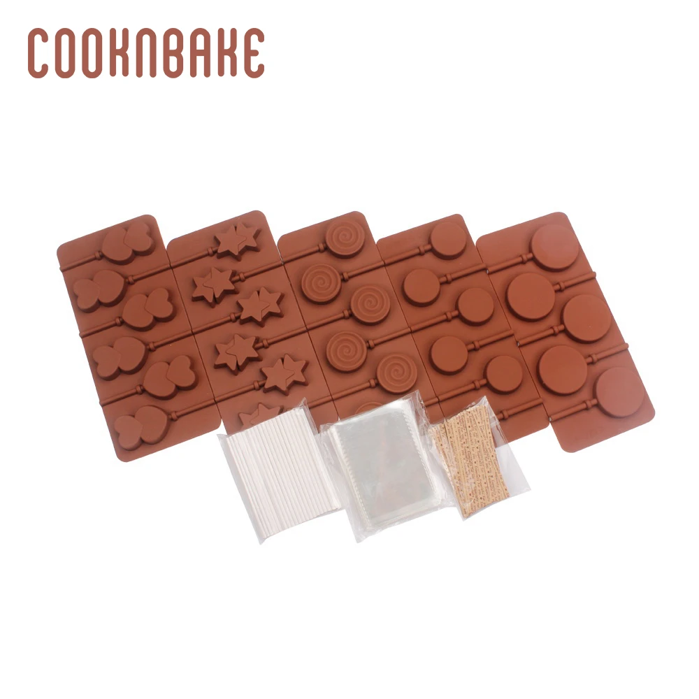 COOKNBAKE леденец плесень 8 шт силиконовая форма для леденца Цветок Конфеты Шоколад леденец Форма Сердце Звезда украшение торта с палкой
