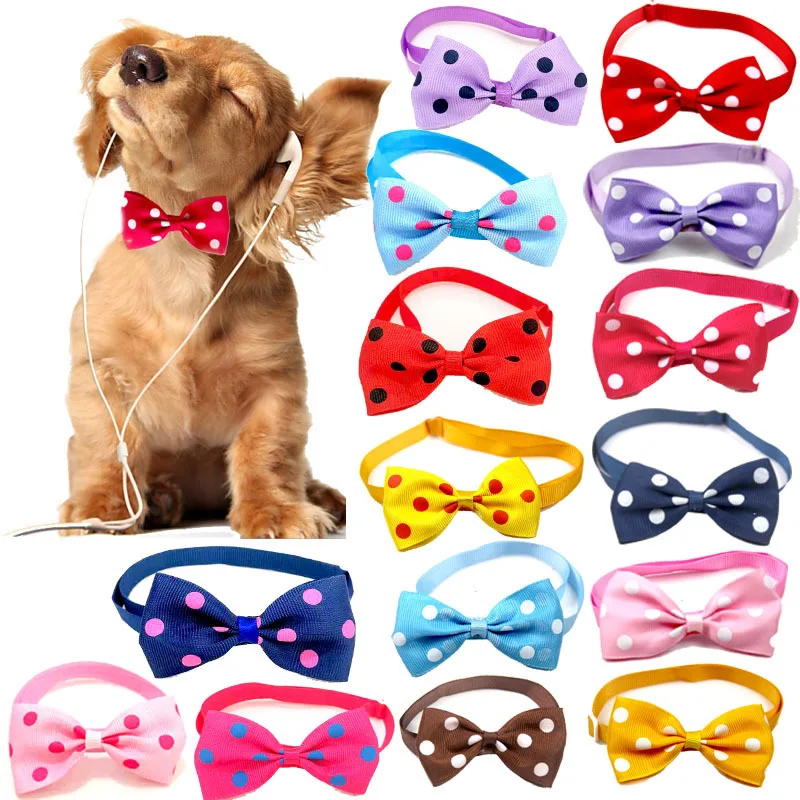 

Adjustable Pets Dots Pattern Ribbon Dog Bow Ties Cute Puppy Small Dogs Cats Colorful Ties For Dog Collar Pet Grooming Supplies