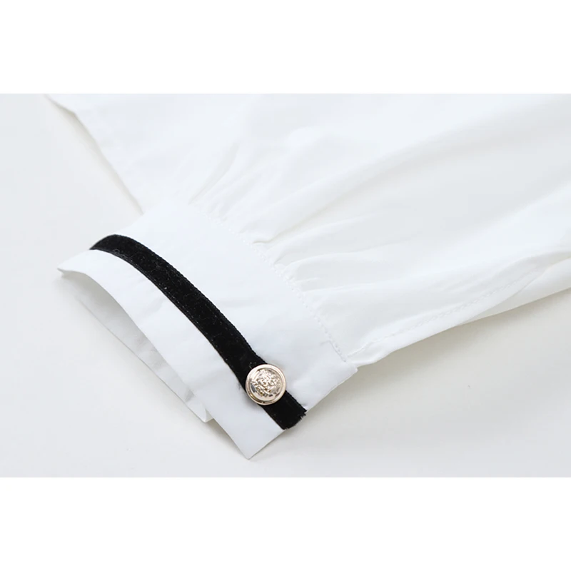 

Women's Fashion Spliced Blouses Elegant Loose Long Sleeve Casual White Shirt Female Cardigan Lapel 2021 Chic Ulzzang Blusas Tops