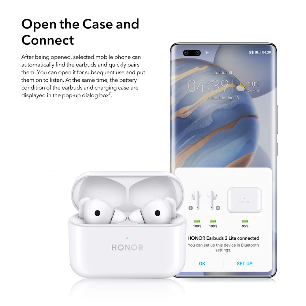Наушники HONOR Earbuds 2 Lite глобальная версия TWS гарнитура с активным шумоподавлением