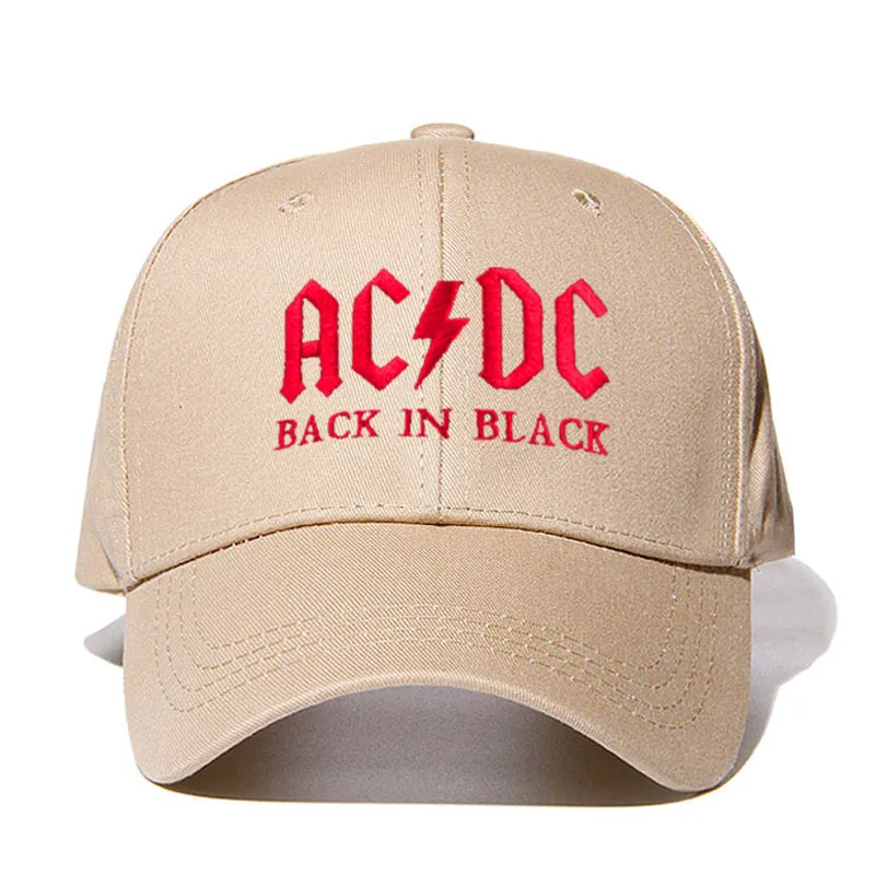 Khaki red Новинка, бейсболка с полосами AC/DC, кепка в стиле рок, хип-хоп, Мужская бейсболка acdc, Кепка с вышитыми буквами, Повседневная шляпа для диджея, рок, папы, Прямая поставка - Цвет: Khaki red
