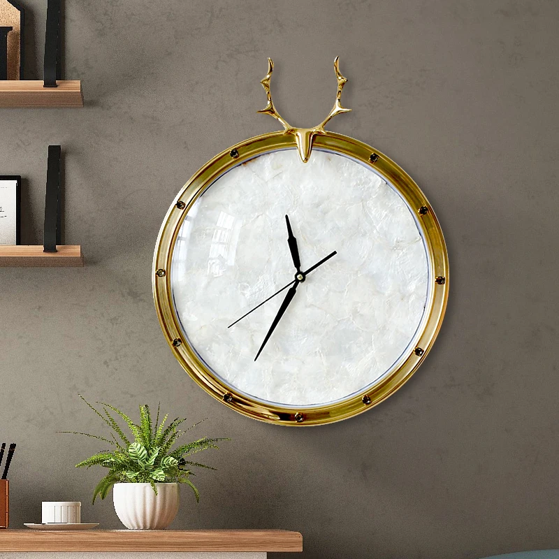 

Современный дизайн в скандинавском стиле с оленем, Большие европейские настенные часы для гостиной, золотые часы, домашний декор Duvar Saati