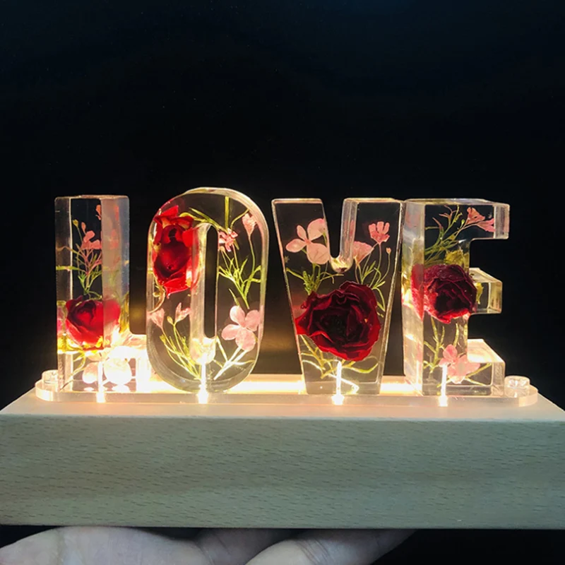 

Dried Flower Valentine's Day Mother's Birthday Gift Light Love Nightlight Desk Lamp Decorative LED Light XH8Z